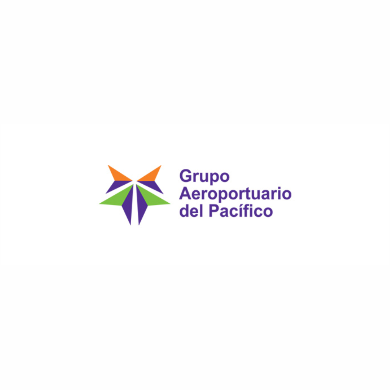 Logotipo de Grupo Aeroportuario del Pacífico con símbolo de mariposa abstracta